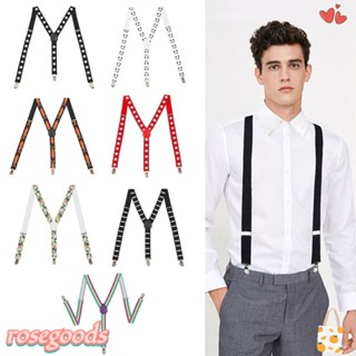 Rose Suspenders ปรับได้ แข็งแรง คลิป Y ด้านหลัง สไตล์ผู้ชาย