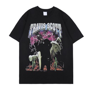 เสื้อยืดแขนสั้น พิมพ์ลายการ์ตูน Travis Scott Asap Rocky Teenage สไตล์ฮาราจูกุ สําหรับผู้ชาย 2023