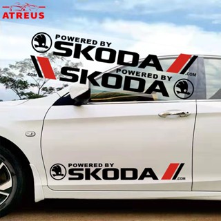 Skoda สติกเกอร์กันรอยขีดข่วน ติดด้านข้างประตูรถยนต์ ป้องกันรอยขีดข่วน สำหรับติดประตูรถยนต์ สําหรับ Skoda Rapid Kodiaq Octavia 2 3 Fabia Karoq