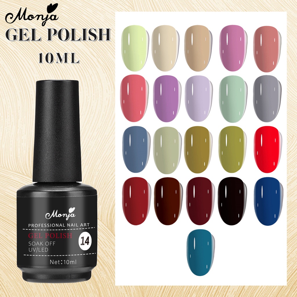 Monja น้ํายาทาเล็บเจล UV LED แห้งเร็ว 10 มล. 50 สี nail art uv gel polish colors draw paint glitter