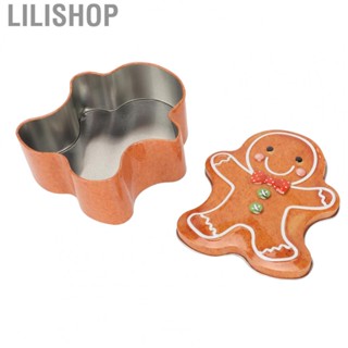 Lilishop Christmas Candy Box  Gingerbread Man Shape Rust Resistant Candy Storage Tin Box  for Christmas