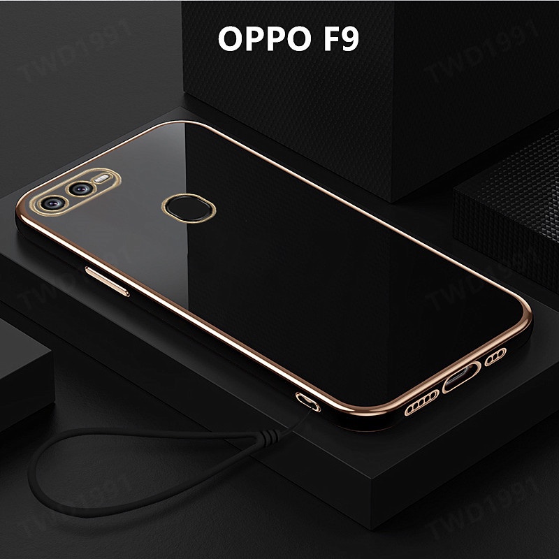 เคส OPPO F9 Case Plating Cover Lanyard Soft TPU เคสโทรศัพท ์ OPPO F9 Pro