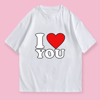 [COD]ลาย I ❤️ YOU พร้อมส่ง ผ้าคอตตอล 100%S-5XL