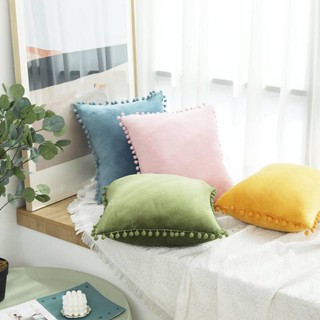 ปลอกหมอน ผ้ากํามะหยี่ ลายลูกไม้ ขนาด 45x45 65x65 ซม. สีพื้น สําหรับโซฟา