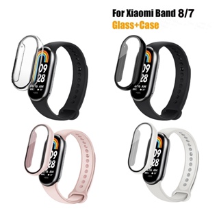 เคส + ตัวป้องกันหน้าจอ สําหรับ Xiaomi MiBand 7 8 Mi Band 7 8 เคสกันชน กรอบ PC แบบแข็ง + กระจกนิรภัย HD บาง ป้องกันรอยขีดข่วน