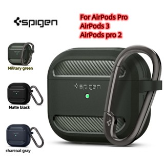 SPIGEN เคสหูฟังคาร์บอนไฟเบอร์ TPU พร้อมคาราบิเนอร์ สําหรับ Apple AirPods Pro 2 Air Pods 3