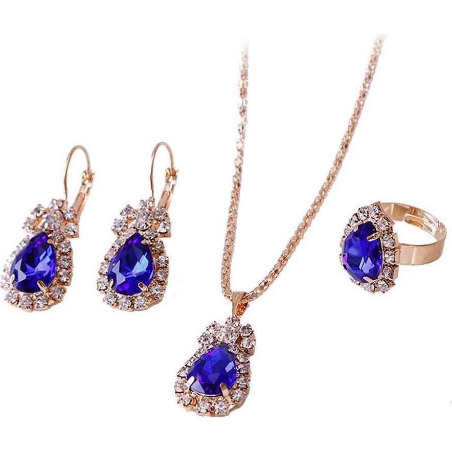 NSS4 สร้อยคอ แหวนและต่างหูหินทรงหยดน้ําดีไซน์ประทับใจและสวยงาม