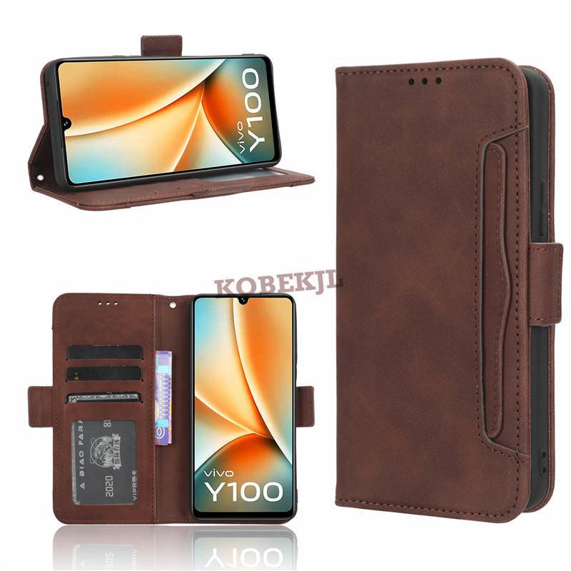 Vivo T2 T1 T1X Y02 Y02A Y02S Y01 T 2 VivoT2 5G Flip Leather Multi-Card Slot Wallet Phone Case Stand 