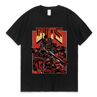 เสื้อยืด ผ้าฝ้าย พิมพ์ลายอนิเมะ Berserk Guts 100 Gatsu 4XL 5XL 6XL สําหรับผู้ชาย