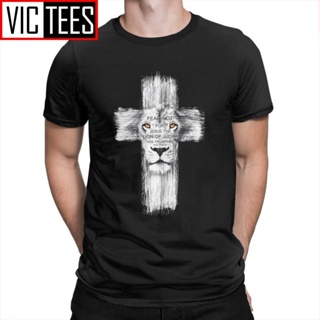 เสื้อยืดลําลอง แขนสั้น พิมพ์ลายสิงโต Lion Of Judah Jesus ขนาดใหญ่ สําหรับผู้ชาย