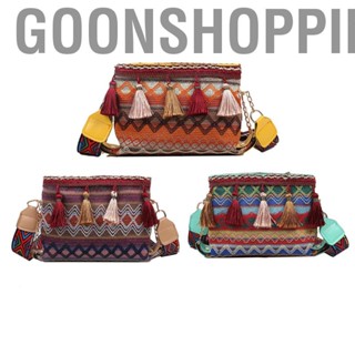 Goonshopping Women Tassel Fringe Bag Colorful Ethnic Style Nylon Single Shoulder Fringe Messenger Bag