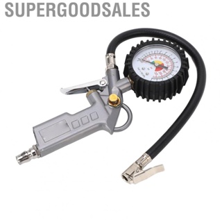 Supergoodsales Tire Inflater with Gauge  Wide Application 0.3in Inlet Tires Inflator Head Stainless Steel Easy Installation High Accuracy 225PSI for Vehicle