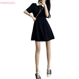 Pinkcool ใหม่ ชุดมินิเดรส แขนสั้น ลําลอง สีดํา สไตล์ฝรั่งเศส วินเทจ แฟชั่นฤดูร้อน สําหรับผู้หญิง 2023