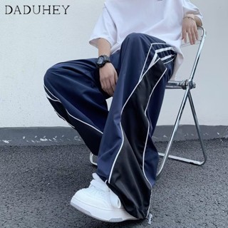 DaDuHey🔥 Mens Vibe Retro Fashion Brand and Loose Straight Casual Pants 2023 Summer American High Street Wide-Leg Sweatpants Jogger Pants