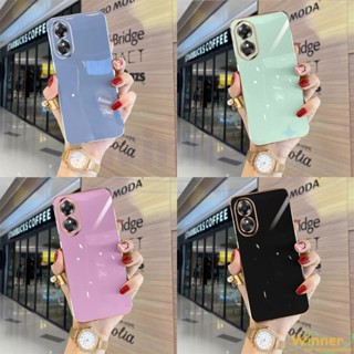 เคส oppo A98 A17 A17K A57 A77S A16 A96 A76 A95 A74 A39 โทรศัพท์มือถือแบบนิ่ม ชุบไฟฟ้า กันกระแทก สีพื้น สําหรับ1ZB