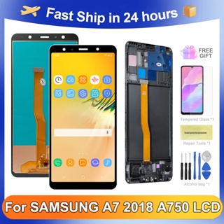 อะไหล่หน้าจอสัมผัส LCD 100% สําหรับ Samsung Galaxy A7 2018 A750 A750 A750F