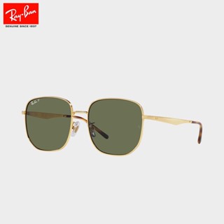 Rayban (RayBan) Pre-Sale [Chengyi Same Style] RayBan สินค้าใหม่ แว่นตากันแดด กรอบโลหะ 0RB3713D Polarized 001/9A กรอบสีทอง เลนส์สีเขียวเข้ม ขนาด 57