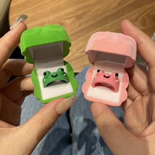 กล่องเก็บเครื่องประดับ ต่างหู แหวน ผ้ากํามะหยี่ รูปกบน่ารัก กันฝุ่น