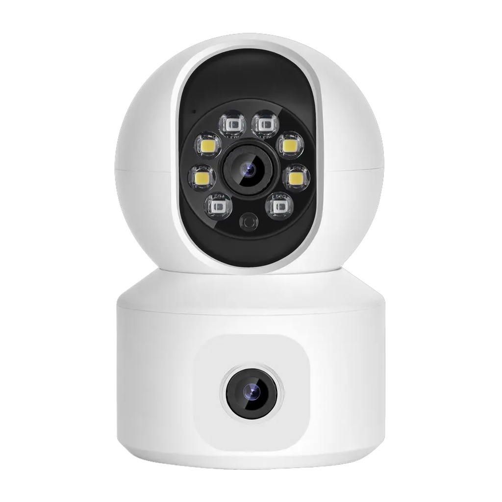 Tuya กล้องวงจรปิด 2 เลนส์ 4MP เชื่อม Wi-Fi ปรับหมุนกล้องได้ หมุนตามคน สื่อสารสองทาง แจ้งเตือนเข้าแอป