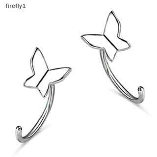 [Firefly] ต่างหูห่วง ทรงกลม ประดับคริสตัล สีเงิน เครื่องประดับ สําหรับผู้หญิง