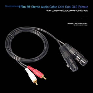 [ElectronicMall01.th] สายเคเบิลเสียง 2RCA ตัวผู้ เป็น 2 XLR ตัวเมีย สําหรับเครื่องขยายเสียง มิกเซอร์ โฮมเธียเตอร์ #Q