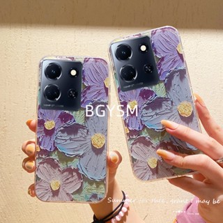 เคสโทรศัพท์มือถือ ซิลิโคนนิ่ม TPU บางมาก ลายดอกไม้ สีม่วง แฟชั่น สําหรับ Infinix Note 30 VIP INFINIXNOTE30VIP