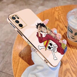 เคส OPPO A16 A16K A16E A54 A55 A74 4G 5G A94 Reno 5F A95 เคสโทรศัพท์มือถือนิ่ม ขอบสี่เหลี่ยม พิมพ์ลาย D.Luffy หรูหรา