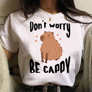 Capybara เสื้อยืด พิมพ์ลายกราฟฟิค แนวสตรีท ตลก สไตล์ญี่ปุ่น สําหรับผู้หญิง