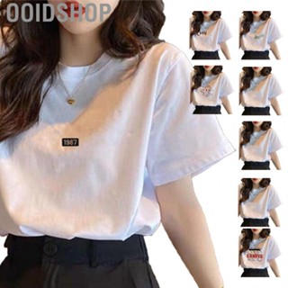 Ooidshop Short Sleeve T Shirt  Female Tee Fashionable Polyester Fiber Pattern Printed for Shopping