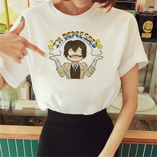 เสื้อยืด พิมพ์ลายกราฟฟิคมังงะ Bungou Stray Dogs สไตล์ญี่ปุ่น สําหรับผู้หญิง