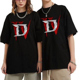 เสื้อยืดลําลอง ผ้าฝ้าย แขนสั้น พิมพ์ลายกราฟิก Diablo 4 คุณภาพสูง สไตล์ฮาราจูกุ แนวสตรีท สําหรับผู้ชาย และผู้หญิง