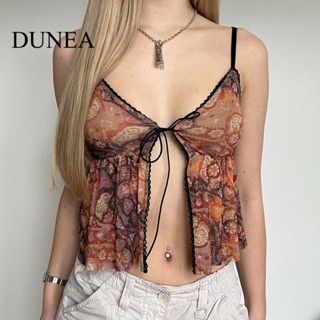 Dunea เสื้อคาร์ดิแกน คอวี พิมพ์ลาย สไตล์อเมริกา เซ็กซี่ สําหรับผู้หญิง