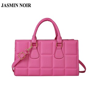 Jasmin NOIR กระเป๋าถือ กระเป๋าสะพายไหล่ หนัง PU ลายสก๊อต ทรงสี่เหลี่ยมผืนผ้า สําหรับสตรี