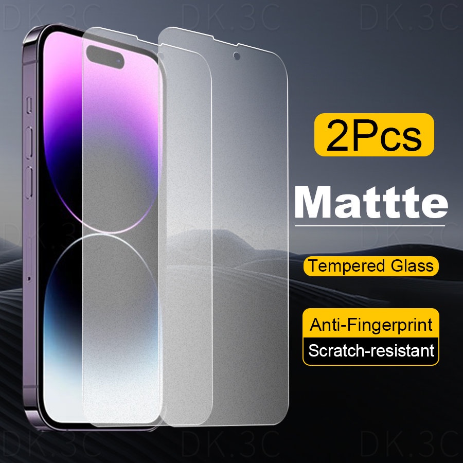 ฟิล์มกระจกนิรภัยกันรอยหน้าจอ เนื้อแมตต์ สําหรับ iPhone 14 15 13 12 11 Pro Max Mini 14 15 Plus X XS Max XR 2 ชิ้น