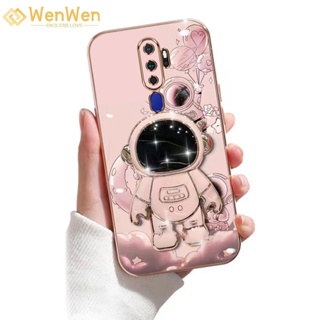 Wenwen เคส OPPO A9 2020 A5 2020 OPPO F11 PRO F11 A8 A31 2020 TPU 3D นักบินอวกาศ ตัวยึด บางเฉียบ เคลือบไฟฟ้า เรียบ เคสนิ่ม กันกระแทก เคสโทรศัพท์กันกระแทก