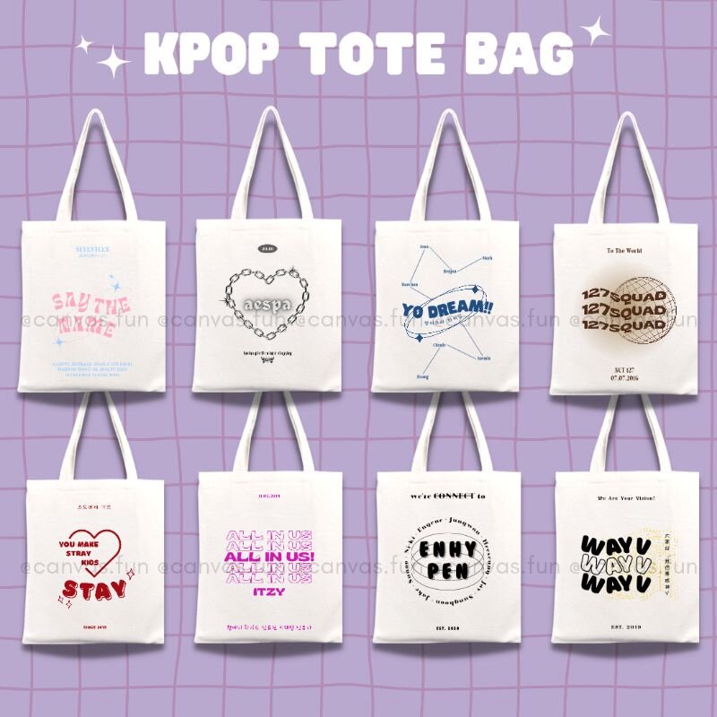 กระเป๋าผ้าแคนวาส ลายศิลปินเกาหลี BTS BlackPink Twice NCT 127 Dream WayV Seventeen Stray Kids Itzy Aespa Enhypen Treasure Z7PA