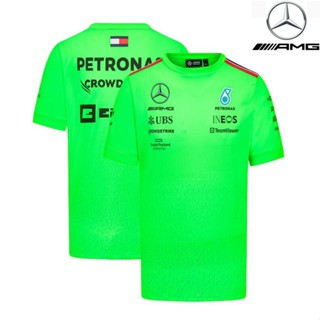 เสื้อกีฬาแขนสั้น ลายทีมแข่งขัน F1 Mercedes AMG Petronas F1 เหมาะกับฤดูร้อน สําหรับผู้ชาย และผู้หญิง 2023