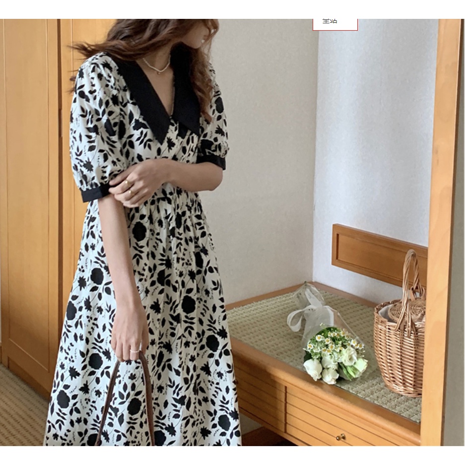 Suxi ชุดเดรสยาว คอวี แขนพอง ลายดอกไม้ สไตล์วินเทจ แฟชั่นฤดูร้อน สําหรับผู้หญิง - รูปที่ 3