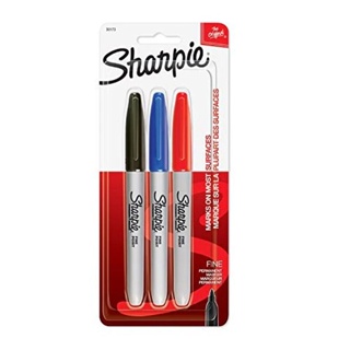 ปากกาเขียนซีดี ปากกามาร์คเกอร์ ปากกาเคมี SHARPIE Fine Point 1 หัว ชนิดลบไม่ได้ ดำ แดง น้ำเงิน (1 แพ็ค)
