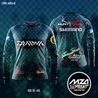 เสื้อกีฬาตกปลา Aqua DAIWA SHIMANO | เสื้อผ้า ป้องกันรังสียูวี สําหรับตกปลา | เสื้อแขนยาว Baju Pancing