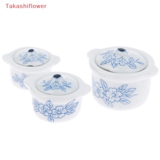 (Takashiflower) โมเดลหม้อซุปเซรามิคจิ๋ว 1/12 สําหรับตกแต่งบ้านตุ๊กตา 3 ชิ้น