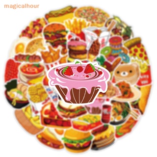 Magicalhour^^ สติกเกอร์ ลายการ์ตูนกราฟฟิตี้ อาหาร 50 ชิ้น สําหรับติดตกแต่งกระเป๋าเดินทาง แล็ปท็อป สเก็ตบอร์ด โน้ตบุ๊ก