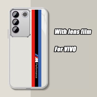 เคส VIVO V27 5G case V27Pro V27E V23 V23Eโทรศัพท์มือถือนิ่ม แบบใส ลายแทร็ก เรียบง่าย พร้อมฟิล์มเลนส์ สําหรับ Y77 5G Y36 5G X90 X80 IQOOZ7 Z7X