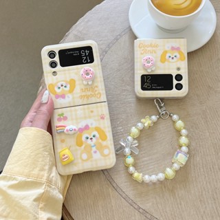 เคสโทรศัพท์มือถือแบบนิ่ม กันกระแทก ลายการ์ตูนคุกกี้น่ารัก พร้อมจี้ห้อย สําหรับ Samsung Galaxy Z Flip 4 5G Z Flip 3