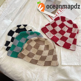 OCEANMAPDZ หมวกบักเก็ตลําลอง ป้องกันแดด แบบพับได้ แฟชั่นฤดูใบไม้ร่วง และฤดูหนาว สําหรับผู้หญิง