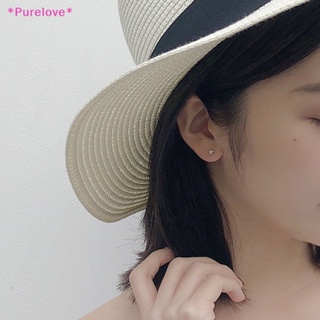 Purelove&gt; ใหม่ ต่างหูเม็ดเดี่ยว เงินสเตอร์ลิง 925 ประดับเพทาย รูปดาว ขนาดเล็ก สีดํา เครื่องประดับ สําหรับผู้หญิง