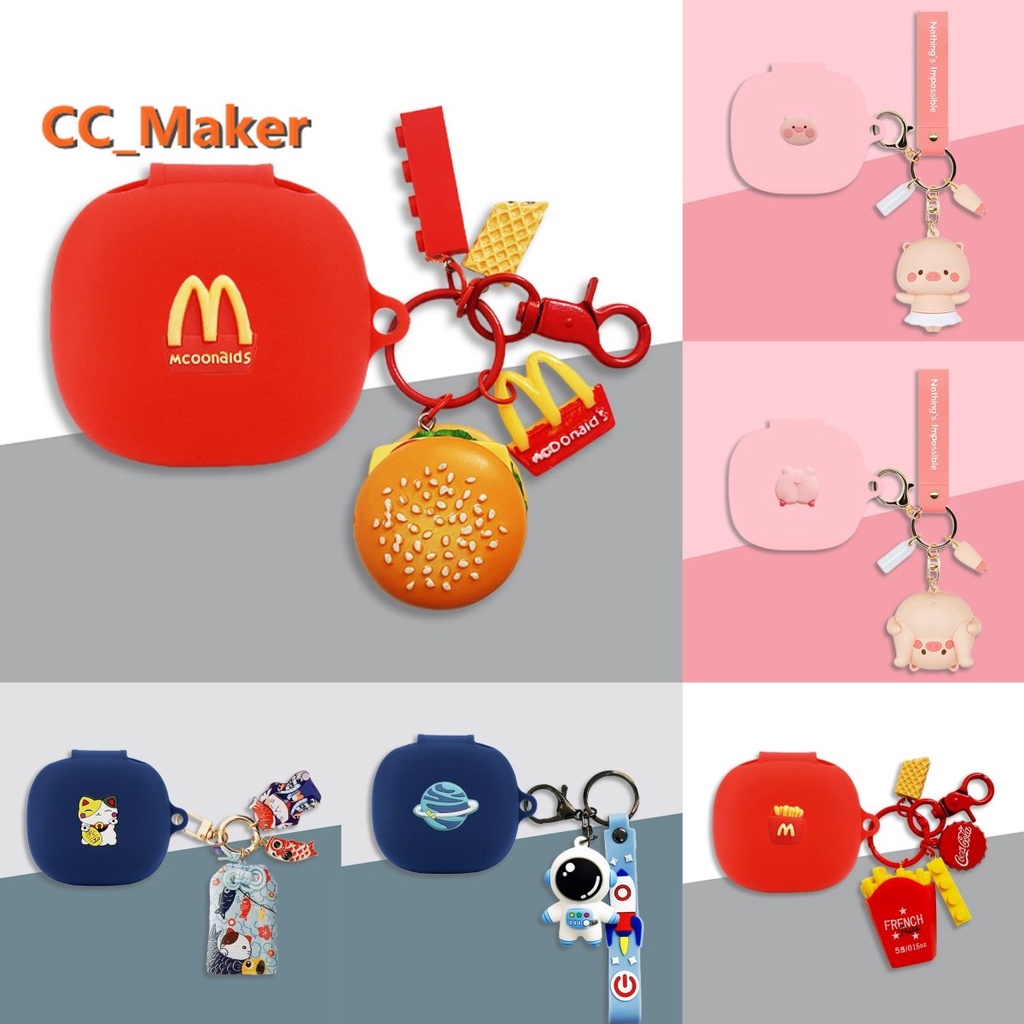 For Anker Soundcore R50i Case Cartoon Burger Fries Keychain Pendant Cute Piggy Anker Soundcore Life 