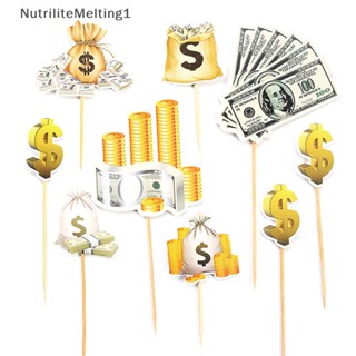 [NutriliteMelting1] ชุดท็อปเปอร์ รูปดอลลาร์ US สําหรับตกแต่งเค้กวันเกิด 9 ชิ้น