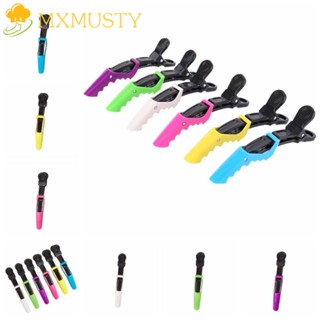 Mxmusty กิ๊บปากจระเข้ พลาสติก กันลื่น สีดํา สีชมพู สําหรับย้อมสีผม 6 ชิ้น ต่อชุด