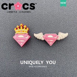 Jibbitz crocs charms หัวเข็มขัดรองเท้า อุปกรณ์เสริมรองเท้า สีชมพู มงกุฎน่ารัก หัวเข็มขัดตกแต่ง